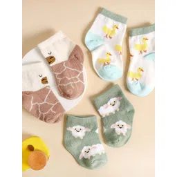KICKS & CRAWL Infants Pack Of 3 Patterned Anti-Skid Cotton Ankle Length Socks-picture-28