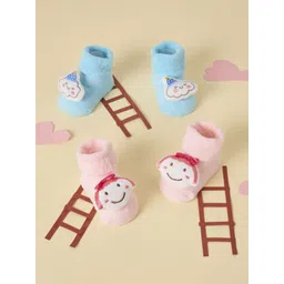 KICKS & CRAWL Kids Pack Of 2 Checked Organic Cotton Odour Free Ankle Length Socks-picture-39