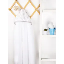 KICKS & CRAWL Kids White Solid 270 GSM Cotton Star & Shine Muslin Hooded Towel-picture-28