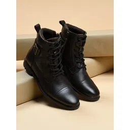 KICKSFIRE Men Mid Top Block-Heel Pure Leather Regular Boots-picture-12