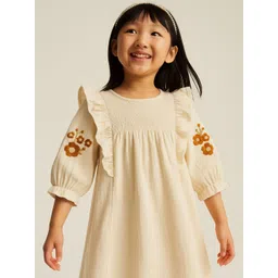 KICO Women Embroidered Puff Sleeve A-Line Midi Dress-picture-50