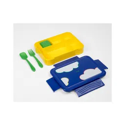 Kicups Tasty Trunk Lunch Box|BPA Free|Leak Resistant|6 Compartments|Perfect for School Kids & Outdoors - Blue image 2