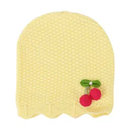 Kid-O-World Cotton Cherry Patch Detailed Honeycomb Designed Beanie - Yellow-picture-25