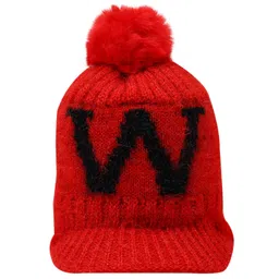 Kid-O-World W Embroidered Woollen Bobble Tee Cap - Red-picture-28