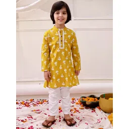 KID1 Boys Floral Printed Regular Pure Cotton Kurta with Pyjamas-picture-40