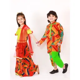 KID1 Girls Green & Red Printed Ready to Wear Lehenga & Blouse With Dupatta-picture-45