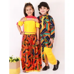 KID1 Girls Yellow & Orange Ready to Wear Lehenga & Blouse With Dupatta-picture-54