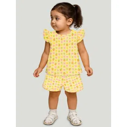 Kidbea Girls Floral and Heart Printed Short Sleeves Pure Cotton T-Shirt With Shorts-picture-11