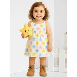 Kidbea Girls Organic Cotton Star Printed Sleeveless Dress-picture-32
