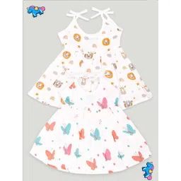Kidbea Infant Girls Pack Of 2 Conversational Printed Round Neck Cotton Fit & Flare Dress-picture-16