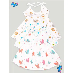 Kidbea Infant Girls Pack Of 3 Conversational Printed Round Neck Cotton Fit & Flare Dress-picture-17