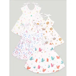 Kidbea Infant Girls Pack Of 4 Conversational Printed Round Neck Cotton Fit & Flare Dress-picture-13