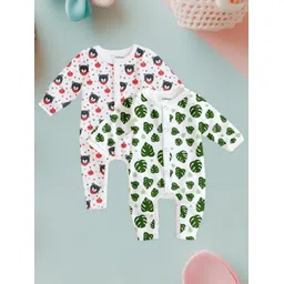 Kidbea Infants Pack Of 2 Printed Pure Organic Cotton Rompers-picture-50