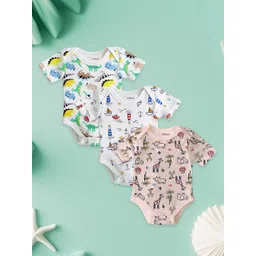 Kidbea Infants Pack Of 3 Pure Organic Cotton Onesie-picture-25