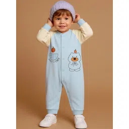 Kidbea Kids Blue Printed Organic Cotton Rompers-picture-36