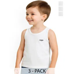KidBee Boys Pack Of 3 Cotton Basic Vests 1006-VST-445-3PC-VST-445-White-3PC-picture-24