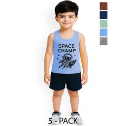 KidBee Boys Pack Of 5 Cartoon Printed Sleeveless Cotton Basic Vests 1003-VST-440-5PC-picture-51