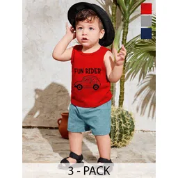 KidBee Kids Pack Of 3 Cotton Innerwear Vests-picture-30