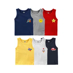 KidBee Kids Pack Of 6 Cartoon Printed Cotton Sleeveless T-Shirt-picture-15