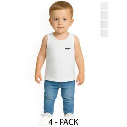 KidBee Unisex Pack Of 5 Cotton Sleeveless Basic Vests-picture-50