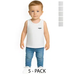 KidBee Unisex Pack Of 5 Cotton Sleeveless Basic Vests-picture-27