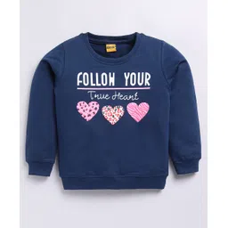 Kidcity Cotton Looper Full Sleeves Hearts Printed Sweatshirt - Navy Blue-picture-17
