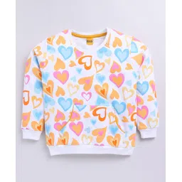 Kidcity Full Sleeves Hearts Printed Sweatshirt - White-picture-12