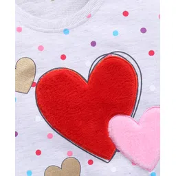 Kidcity Full Sleeves Hearts Printed Sweatshirt - White Milange image 4