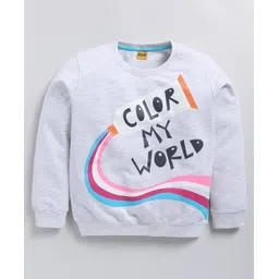 Kidcity Full Sleeves Typography Printed Sweatshirt - White Milange-picture-33