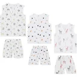 KiddieKisses Baby Boys and Baby Girls Organic Cotton Muslin Top and Bottom Set, Pack of 3, White | Summer Clothes for Baby Boys and Girls-image-41