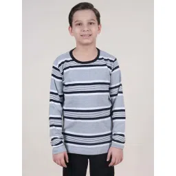 Kiddopanti Boys Black & Grey Cotton Striped Full Sleeves T-Shirts-picture-32