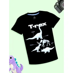 Kiddopanti Boys Black Cotton Half Sleeves Chest Printed Round Neck Tee-picture-34