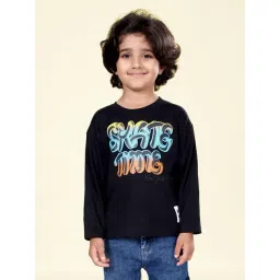 Kiddopanti Boys Black Cotton Printed Regular Fit T-Shirt-picture-25