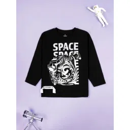 Kiddopanti Boys Black Cotton Regular Fit Printed T-Shirt-picture-17