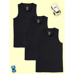Kiddopanti Boys Black Cotton Regular Fit Vest - Pack of 3-picture-24