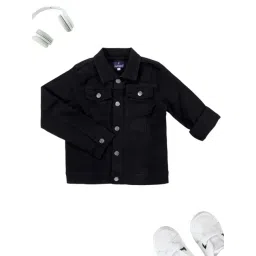 Kiddopanti Boys Black Denim Regular Fit Jacket-picture-30