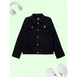 Kiddopanti Boys Black Denim Regular Fit Jacket-picture-29