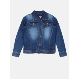 Kiddopanti Boys Blue Solid Full Sleeves Denim Jacket-picture-33