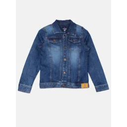 Kiddopanti Boys Blue Solid Full Sleeves Denim Jacket-picture-31