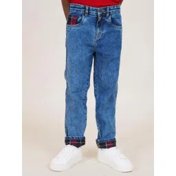 Kiddopanti Boys Blue Solid Jeans image 1