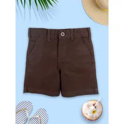Kiddopanti Boys Brown Cotton Solid Shorts-picture-14