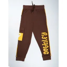 Kiddopanti Boys Brown Printed Trackpants-picture-38