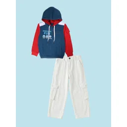 KiddoPanti Boys Colourblocked Hooded Sweatshirt & Trousers Clothing Set-picture-39