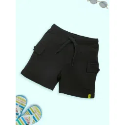 Kiddopanti Boys Cotton Black Cargo Solid Shorts-picture-42