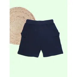Kiddopanti Boys Cotton Navy Blue Cargo Solid Shorts image 2