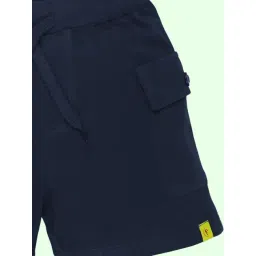 Kiddopanti Boys Cotton Navy Blue Cargo Solid Shorts image 4