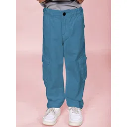 KiddoPanti Boys Cotton Wrinkle Free Relaxed Fit Mid-Rise Cargos Trousers-picture-29