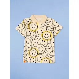 KiddoPanti Boys Graphic Printed Polo Collar Pure Cotton Regular Fit T-shirt-picture-37