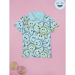 KiddoPanti Boys Graphic Printed Polo Collar Pure Cotton Regular Fit T-shirt-picture-43