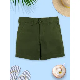 Kiddopanti Boys Green Cotton Solid Shorts-picture-32